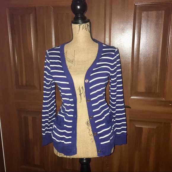 Ralph Lauren Women's Striped Button Front Cardigan Navy/White Size L main image 0